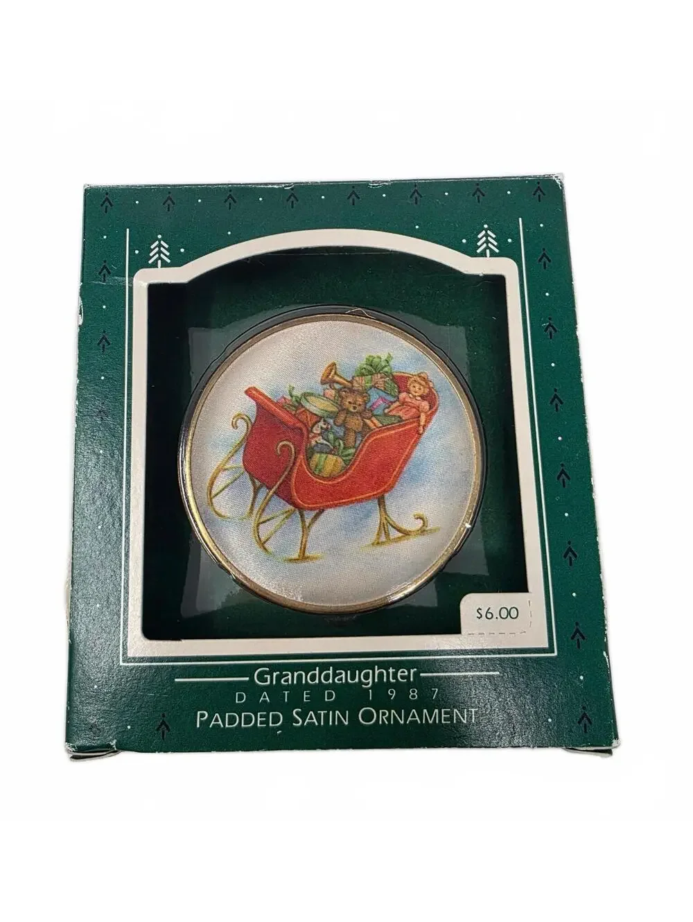 1987 Hallmark Granddaughter Padded Satin Christmas Ornament With Box